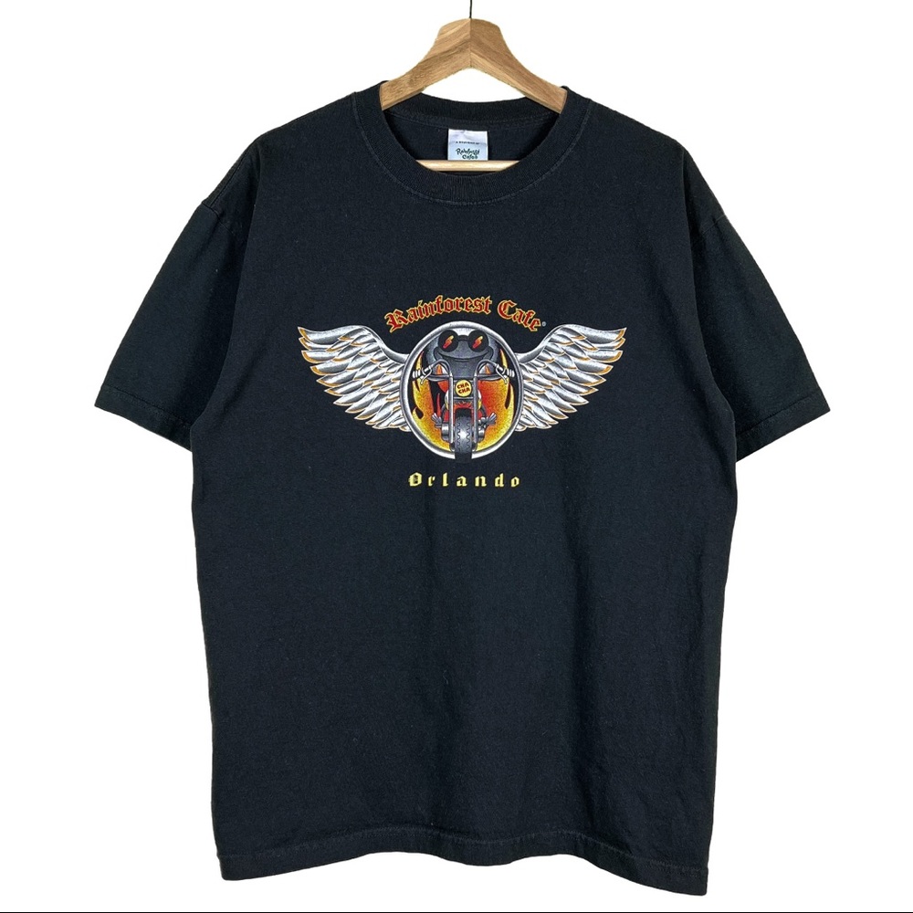 Vintage Mens 90s Rainforest Cafe Motorcycle Shirt!